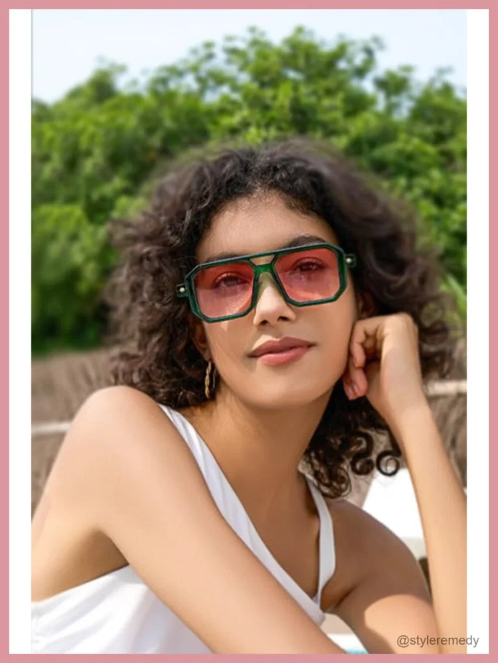 Vintage Retro Square Aviator Sunglasses UV400 Protection Plastic Frame
